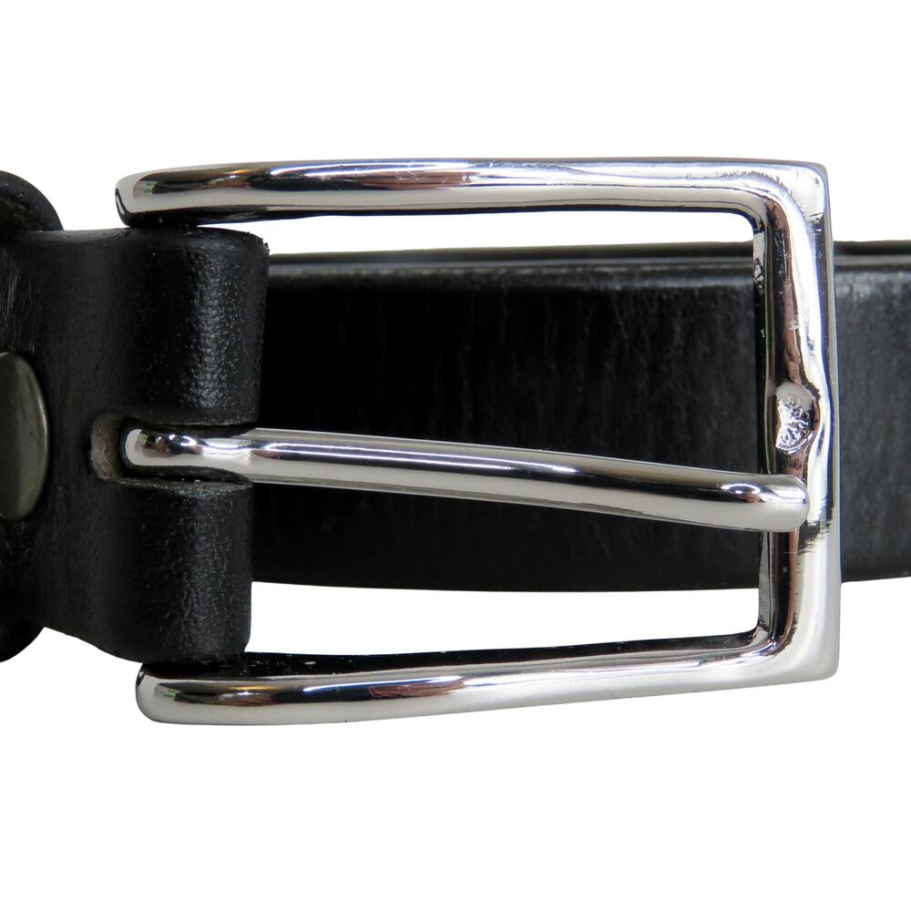 Belts.com Black Leather Belt Silver Rectangle Brass Buckle Size 40 Men's Clasic - Picture 2 of 8